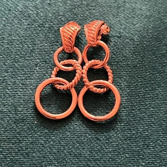 Twisted Oval Link Solid 925 Sterling Silver Earrings Vintage Inspired - Picture 6 of 12